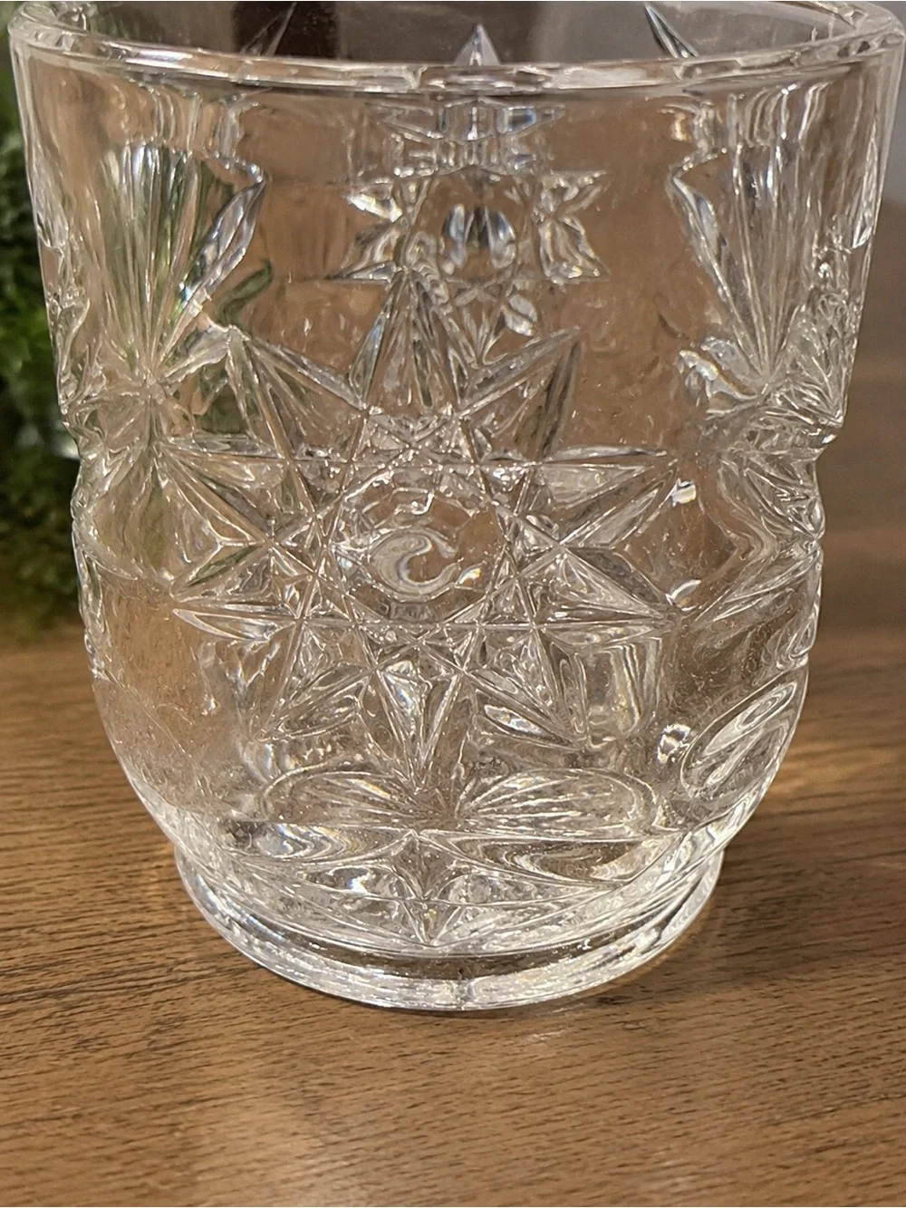 Vintage Anchor Hocking EAPC Star of David Clear Glass Pint Pitcher 5.5”